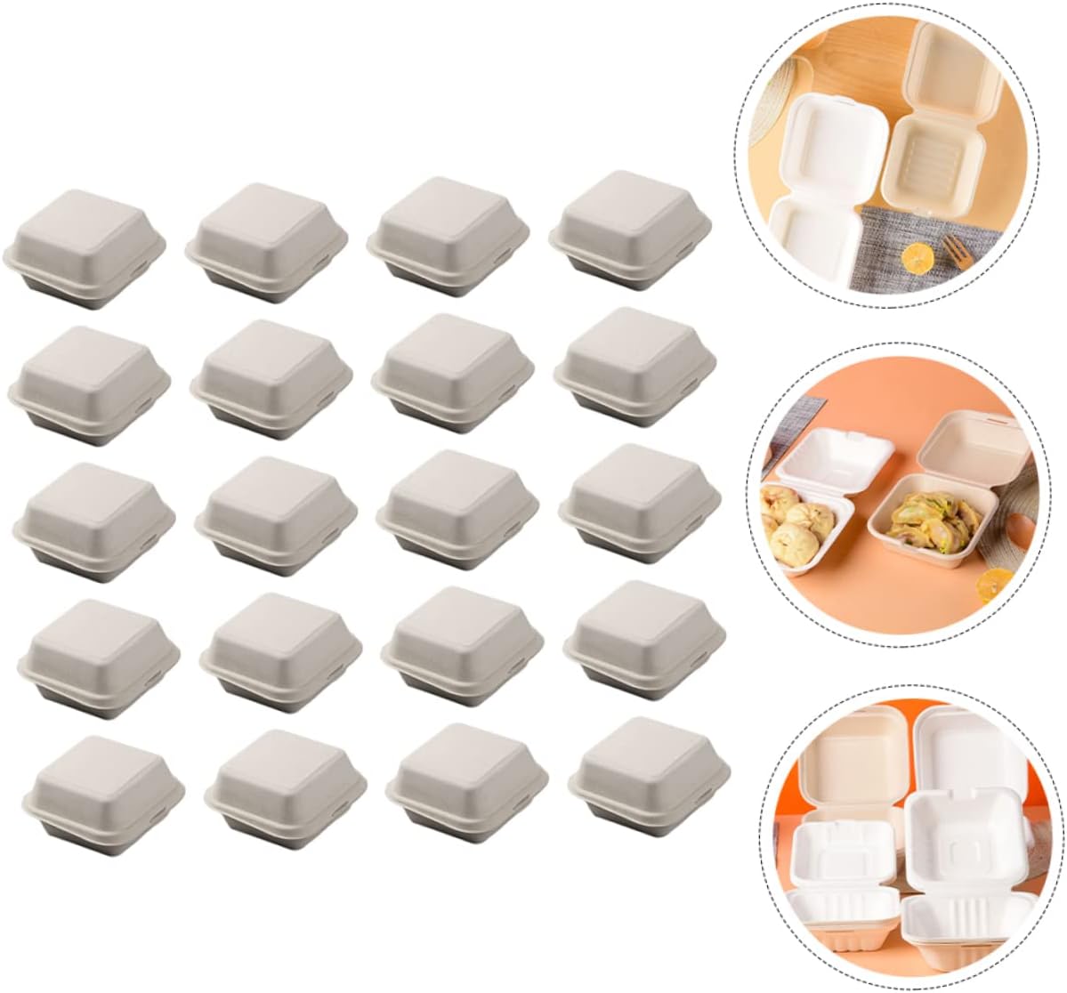 20pcs Disposable Take Out Boxes Lightweight Convenient Food Packaging Containers for Fried Foods Snacks Simple Design Easy to Carry Use for Lunches Takeout Meals