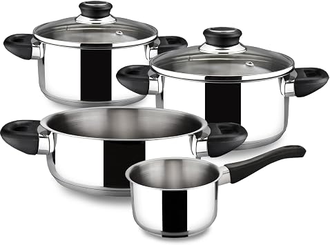Magefesa Royal 6-Piece Stainless Steel Cookware Set, Includes Stockpots, Deep Saute Pa and Saucepan, Compatible with All Types of Stovetops, Easy Cleaning, Dishwasher Safe