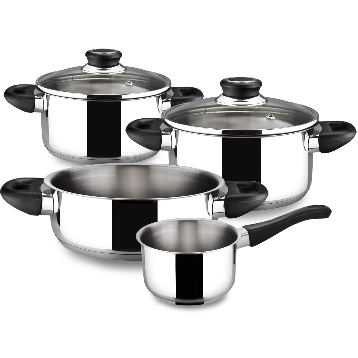 Magefesa - Royal batería de cocina, 6 piezas, fabricada en Acero Inoxidable, Compatible con Todo Tipo de Fuego, INDUCCIÓN. Fácil Limpieza y Apta lavavajillas
