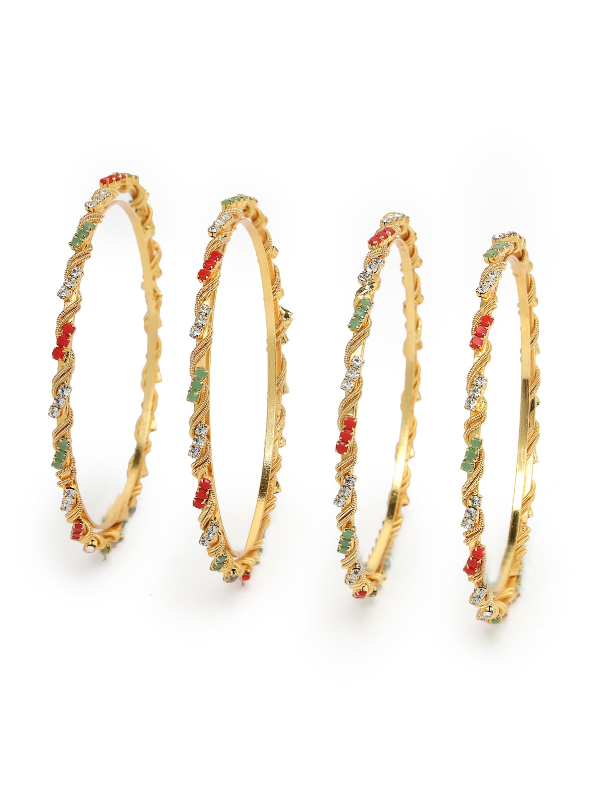 Sukkhi Exotic Gold Plated Multicolor White AD Stones Thin Bracelet Bangle Set Jewellery for Women & Girls|Set of 4|Birthday Anniversary Gift for Women|B105910 (B0CPPF9DF3) Amazon Price History, Amazon Price Tracker