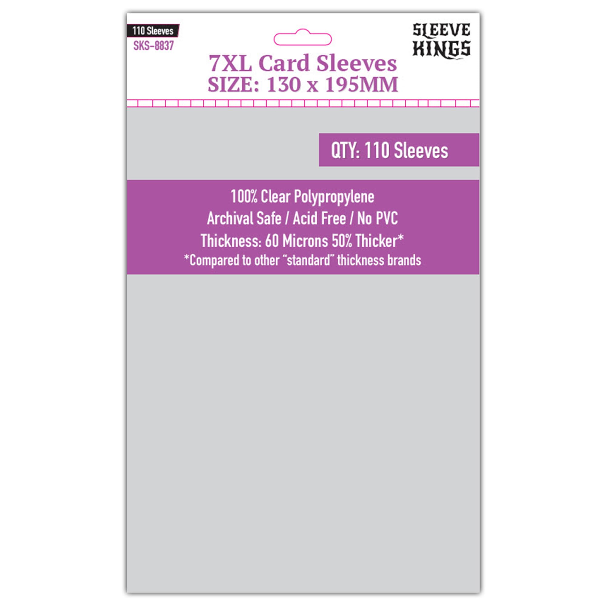 Sleeve Kings Premium Card Sleeves - 7XL (130mm x 195mm), 110 Sleeves per Pack, Plastic