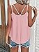 Women's Summer Round Neck Solid Color Camisole V Neck Lace Crochet Cami Loose Fit Sleeveless Tank Tops Cute Shirts (Pink,Large)