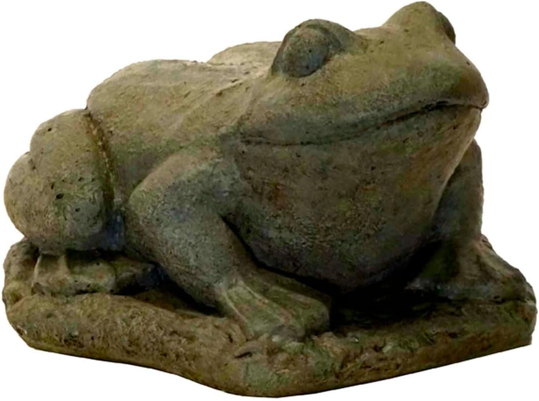 Solid Rock Stoneworks 6 inch Frog Concrete Statue, Aged Pine Color