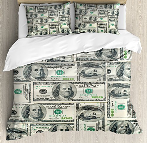 Ambesonne Money Duvet Cover Set, Dollar Bills of United States Federal Reserve
