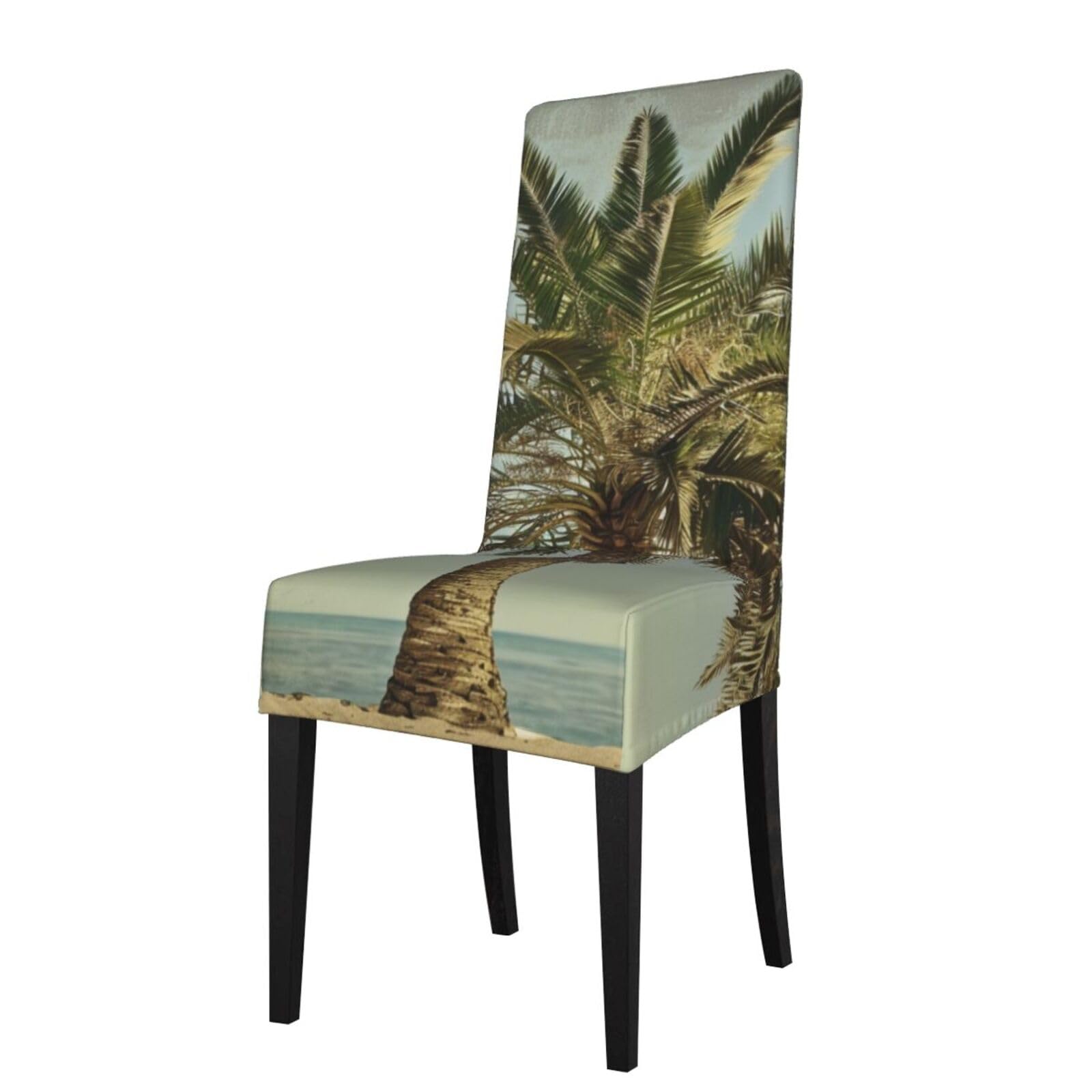 WPKJU Palm Tree Tropical Print Dining Chair Covers Removable Chair Seat Covers Decorative for Kitchen & Bar Stools
