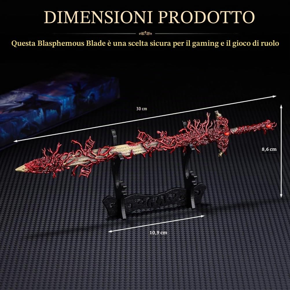 Modello di Lama Blasfema di Elden Rings da 11,8 po,Modelli da Collezione di Oggetti di Scena per Videogiochi,Espositore Squisito per Collezionisti di Videogiochi,Regalo Peri Fan di Nightreign