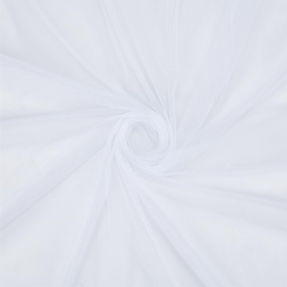 CABODYALS 174CM 91CM White Sheer Tulle Fabric Soft Mesh Netting Solid Voile Fabrics By The Metre Polyester Mosquito Gauze Cloth for Sewing Making Crafts Clothes Dresses Costume Wedding Home Decor Diy