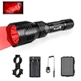 WINDFIRE WF-802 350 Lumens Red Light Hunting Flashlight Kit Waterproof 250 Yard LED Coyote Hog Fox Predator Varmint Flashlights with Remote Pressure Switch & 1