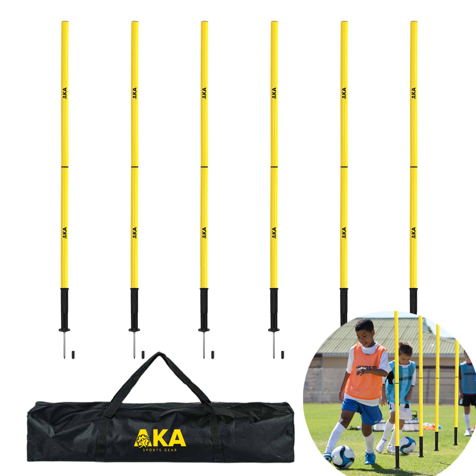 AKA SPORTS GEAR Agility Pole Accessory- Pole & Base Accessory for Soccer/Dog Agility Training