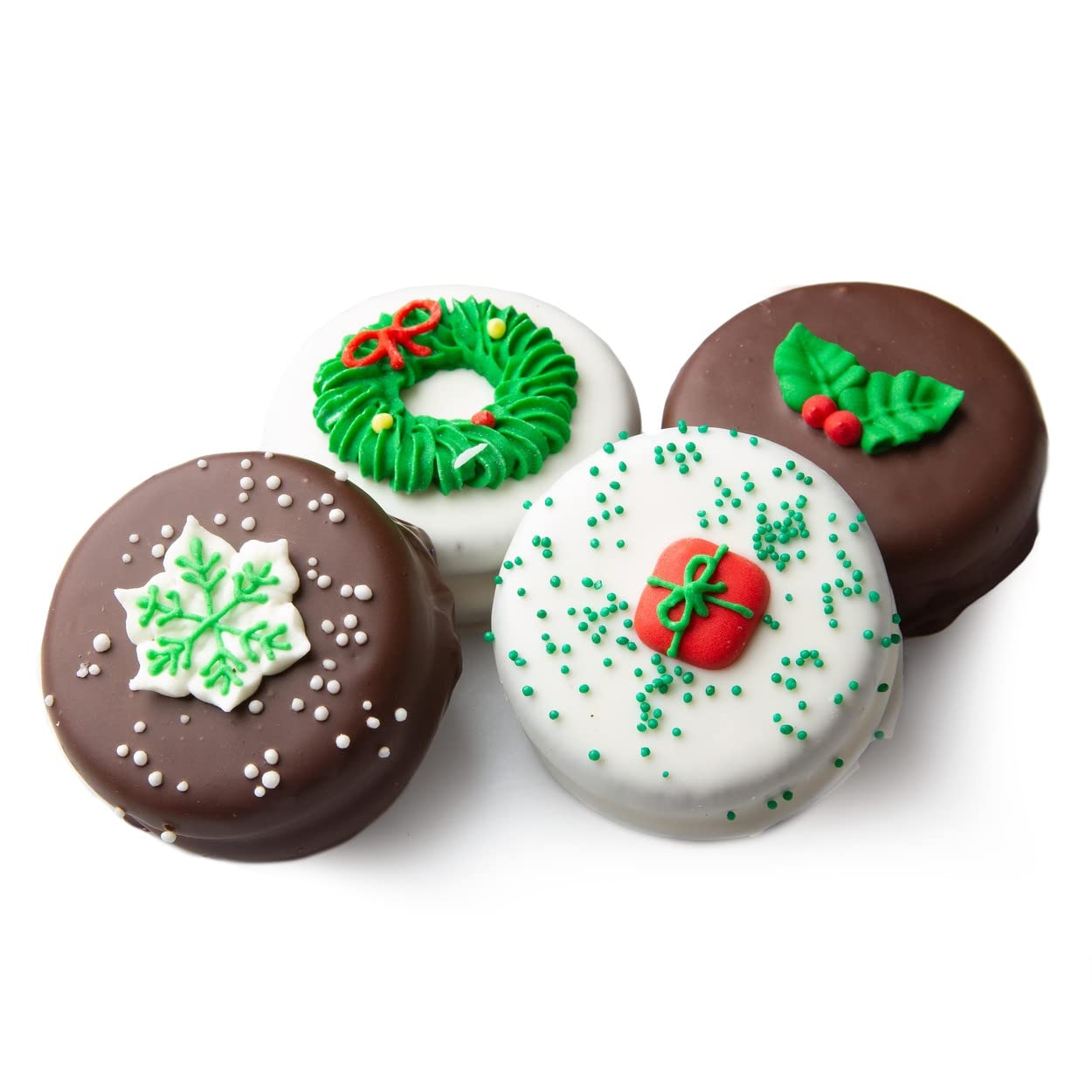 Oh! Nuts Christmas Cookie Gift Basket - Gourmet Holiday Chocolate Covered Christmas Cookies Gift Box - Decorated Cookies for Parties, Holiday Celebrations & Gifting - 20 PCs