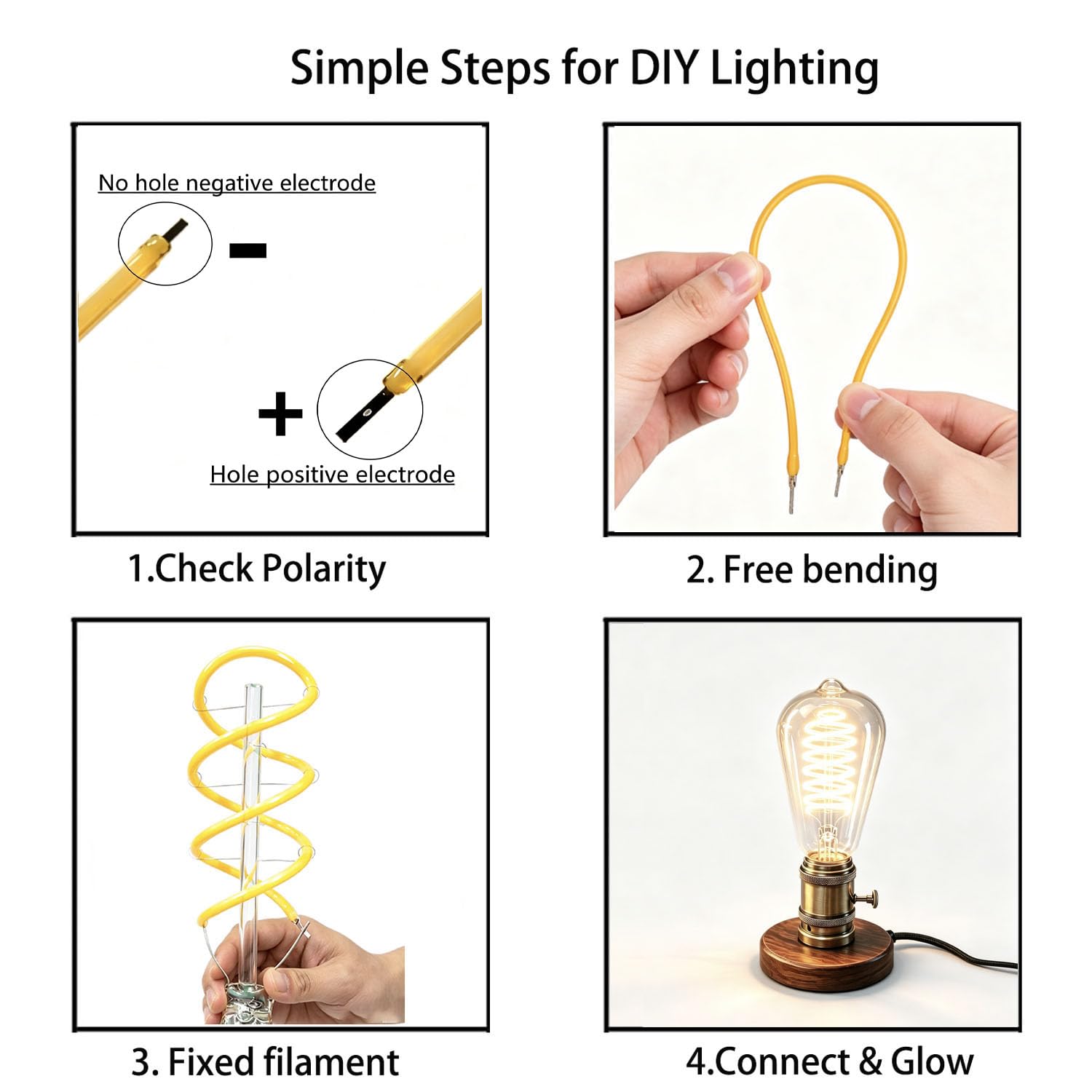 3PCS LED filamento flessibile 24V 130mm/300mm Filamento LED flessibile lampadina spirale Filamento lampadina Edison Diodo 600mm/blu