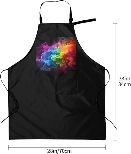 Miniatura 5 de Rainbow smoke Aprons for Women with 2 Pockets, Kitchen Cooking Apron for Men, Water and Oil Resistant, Adjustable Bib Apron Extra Long Work Aprons