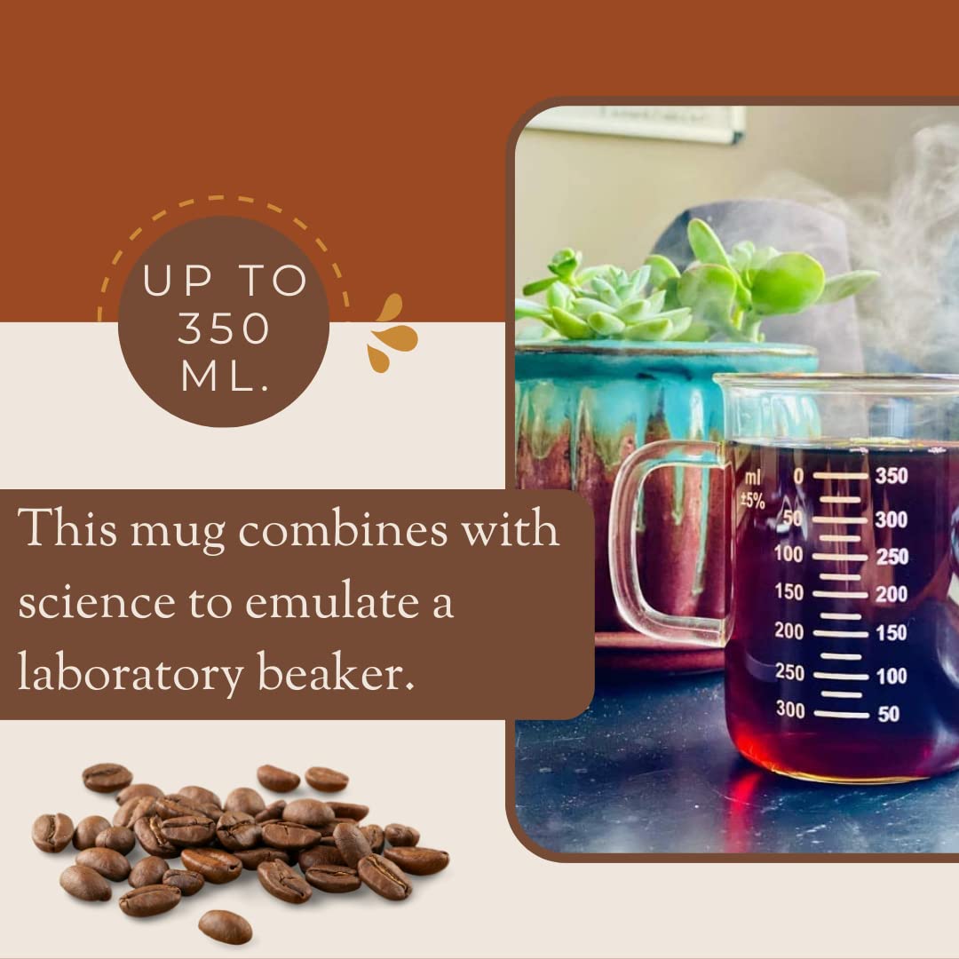 Novelty Laboratory Beaker Mug 14 Ounces (425 ml) - Made from Heat Resistant Borosilicate Glass - Accurate Measurement Markings on Side - Microwave Safe - Perfect for a Coffee, Tea & Science Lover - Image 2