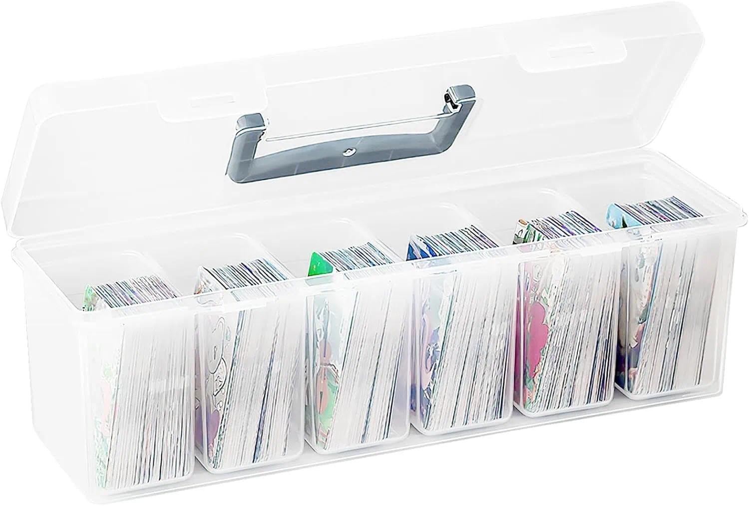JYUHA Trading Card Storage Boxes, Plastic Card Divider Box with 6 Cards Dividers for MTG, Compatible with 900 Cards