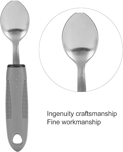 Miniatura 4 de Juego de utensilios adaptables para ancianos, 5 utensilios de acero inoxidable con mango de goma, utensilios con peso imédicos, utensilios con peso