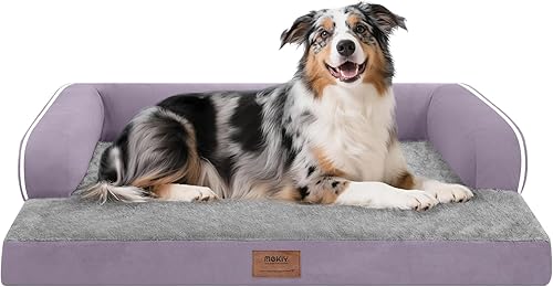 Miniatura 52 de Cama ortopédica extra grande para perros impermeable: cama de espuma viscoelástica para perros XL y extra grandes, sofá sofá, lavable con funda Azul