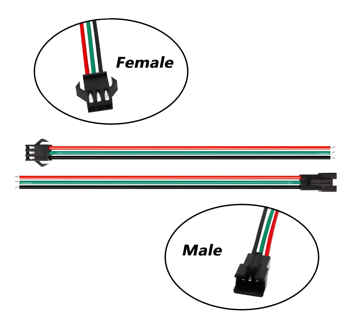 HUAZIZ 30 Pairs 22AWG Maschio/Femmina JST 3 Pin SM connettori Lunghezza Filo 150mm Rosso/Nero/Verde Plug Match Adattatore Cavo Cavo Connessioni