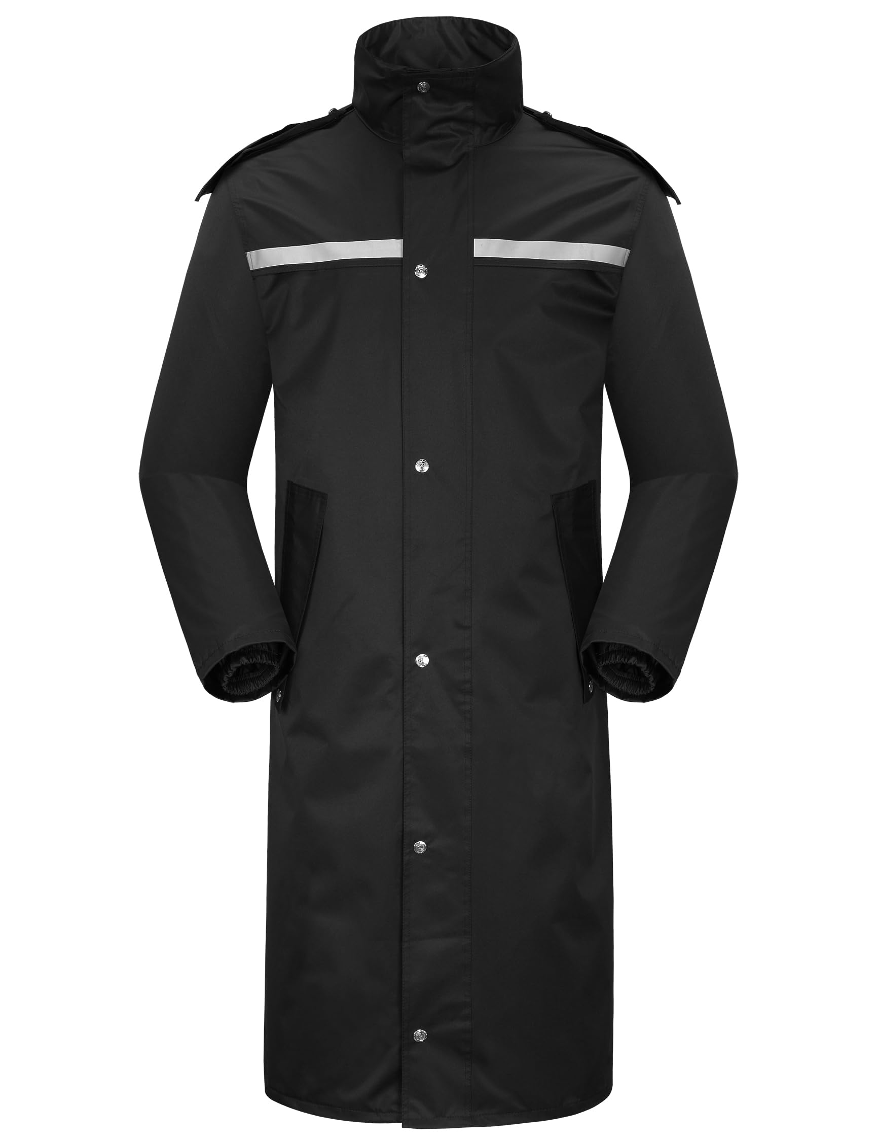 Coutyuyi Homme Veste de pluie imperméable à long manteau de pluie pour capuche réutilisable Vêtements de pluie légers réfléchissants