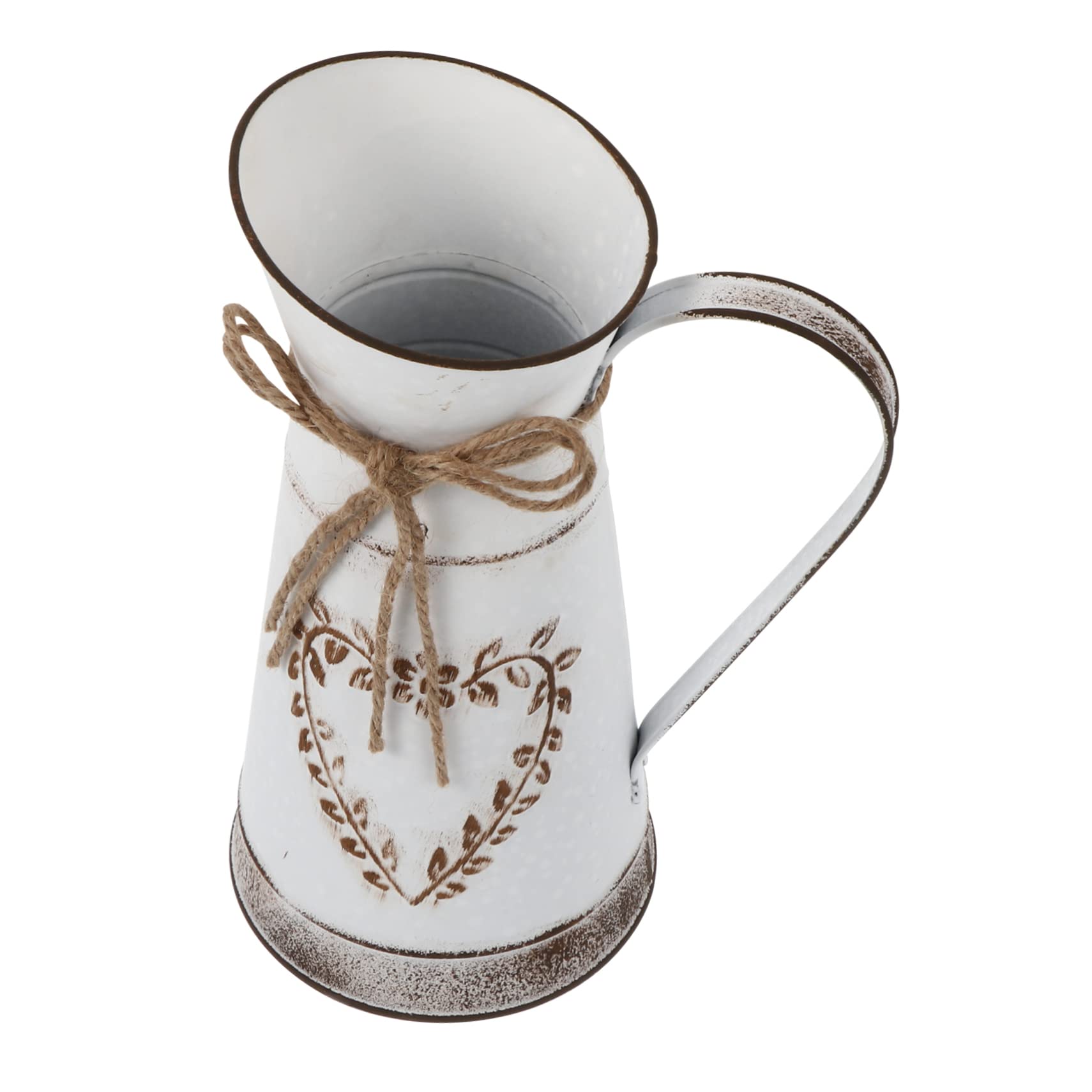 HEMOTON Farmhouse Rustic Flower Vase, Vintage Metal Flower Pitcher Iron Jug Plant Holder Bucket for Home Decor Wedding Home Table Centerpiece