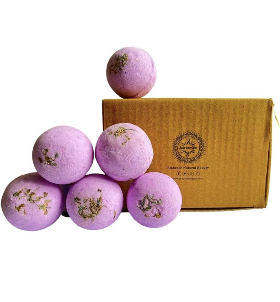 Aaranyam Enchanting Lavender Bath Bombs with Real Buds – 6-Pack (75g Each) | Moisturizing, Aromatic Spa Escape for Ultimate Rejuvenation-image-32