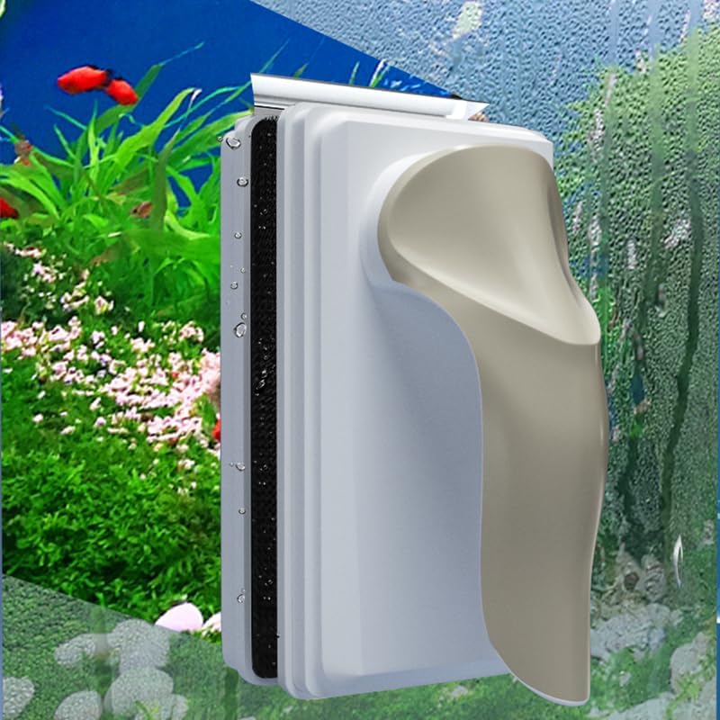 Aquarium Magnetic Brush Aquarium Glass Algae Magnetic Cleaning Tool Floating Cleaner,Aquarium Strong Magnetic Glass Cleaning Brush, Cleaning Tool with Scraper，with an Easy-to-use Handle (S)