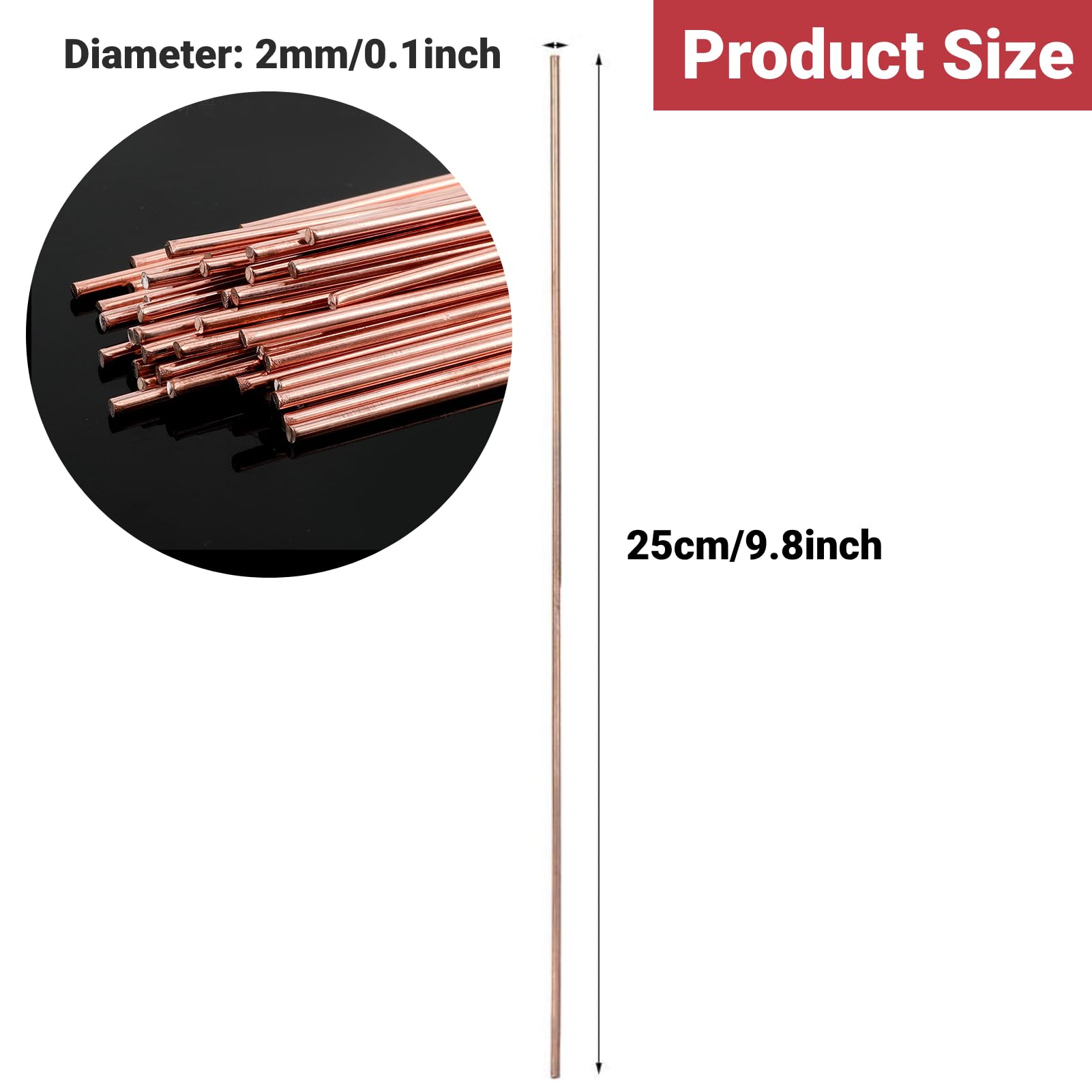 Baguette Soudure Longueur 500mm Baguettes De Soudage à Souder 1/1.5/2/2.5mm 5/10 Pièces Brasage Basse Température Réparation Tuyau En Cuivre For Tuyau En Cuivre (Size : 1.5mm-10pcs