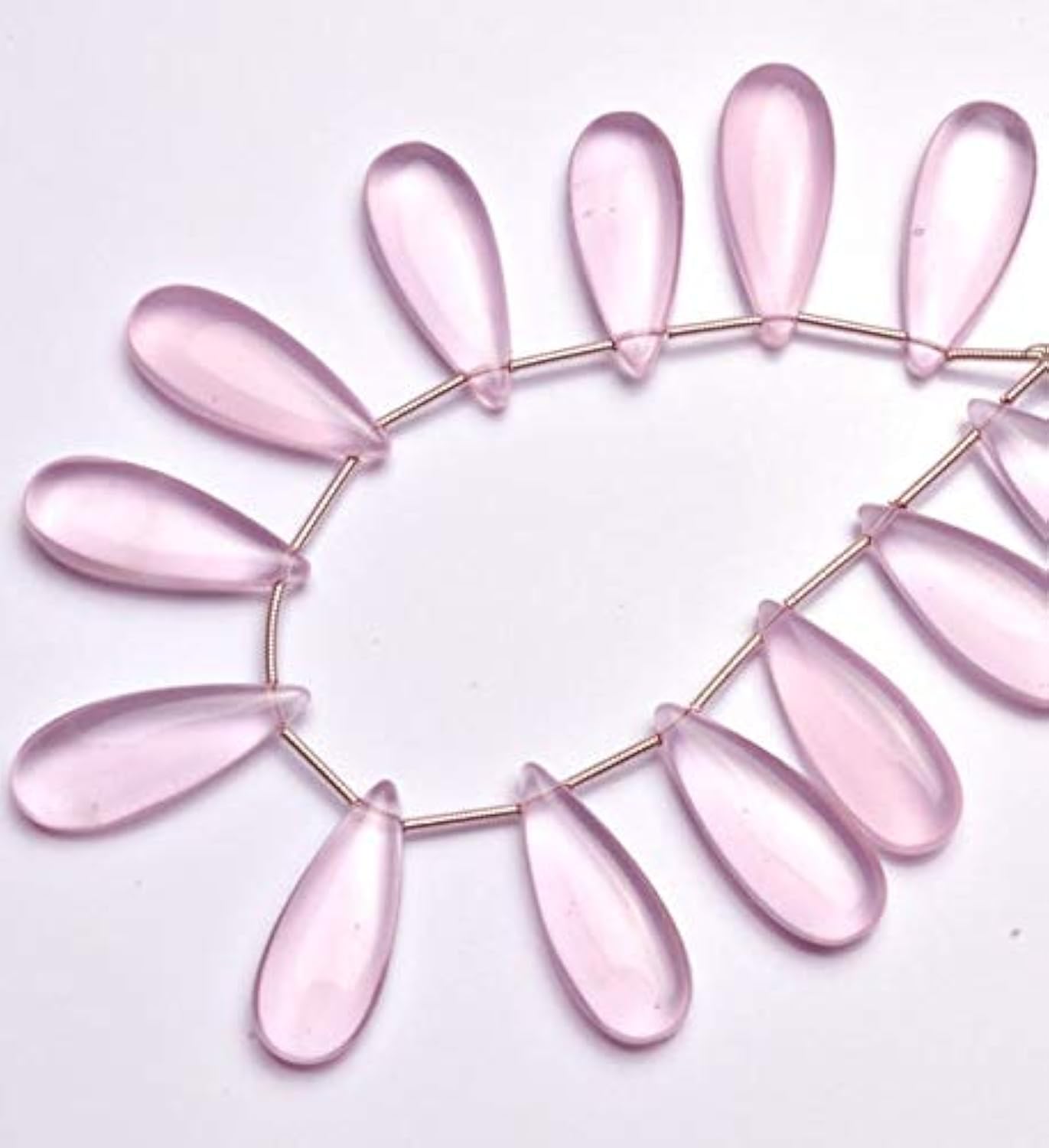Quartz hydro rose de qualité supérieure : perles briolettes lisses 10x25mm