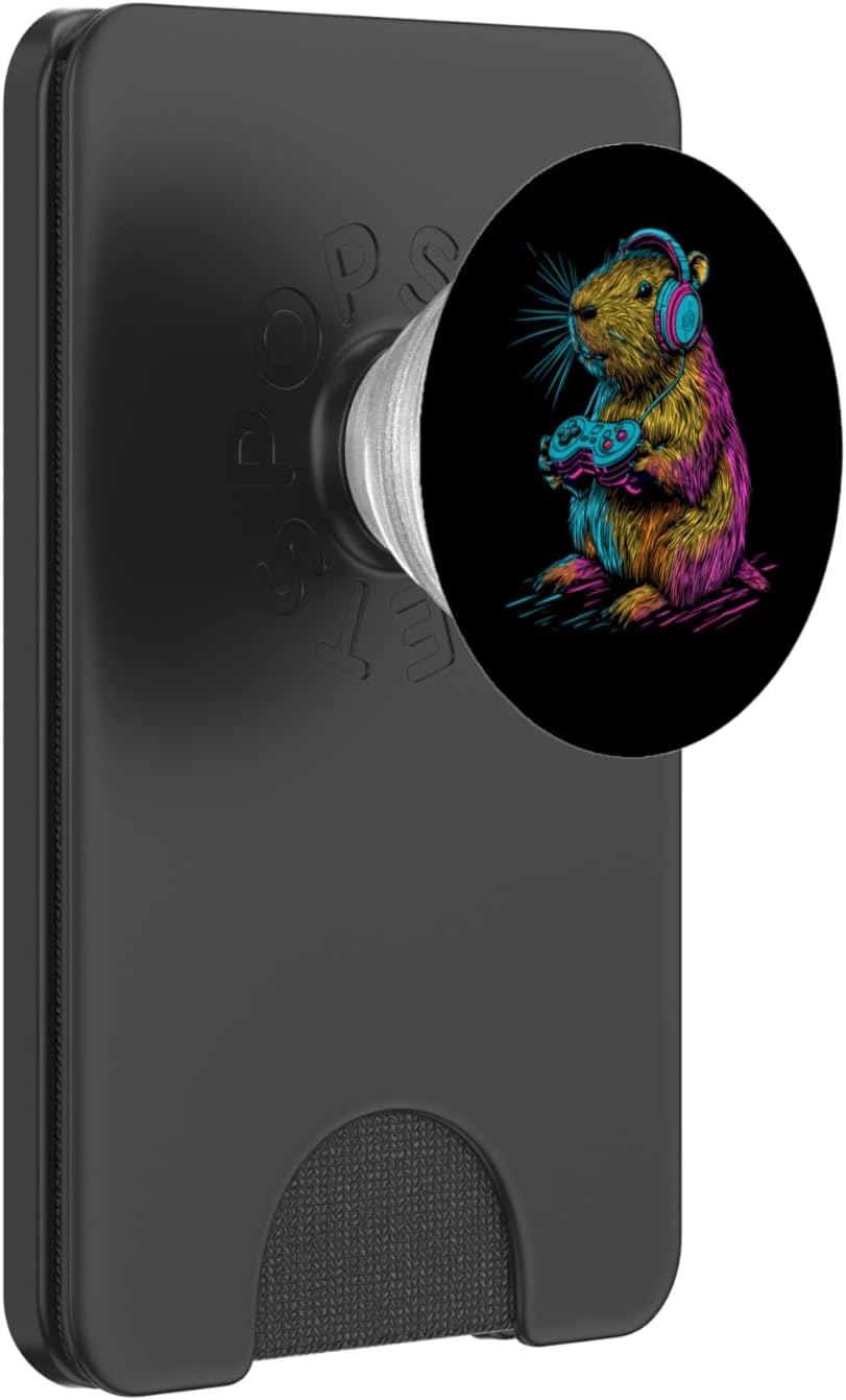Capybara Gamer Headphones Video Game for Teens & game player PopSockets PopWallet for MagSafe