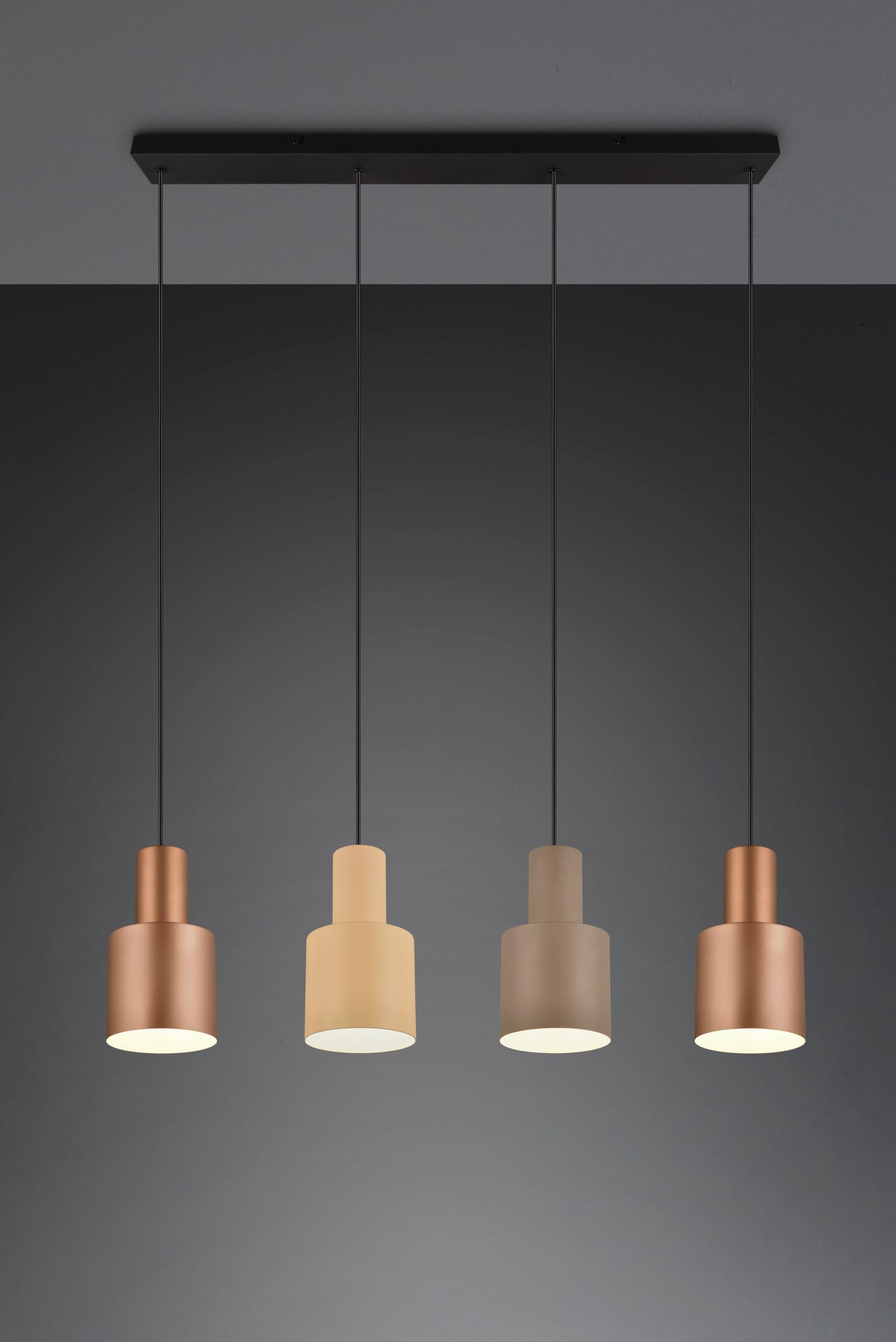 Trio Suspension Agudo 319400417, Métal Noir mat, Abat-jour Métal Café/Beige/Taupe, sauf 4x E27
