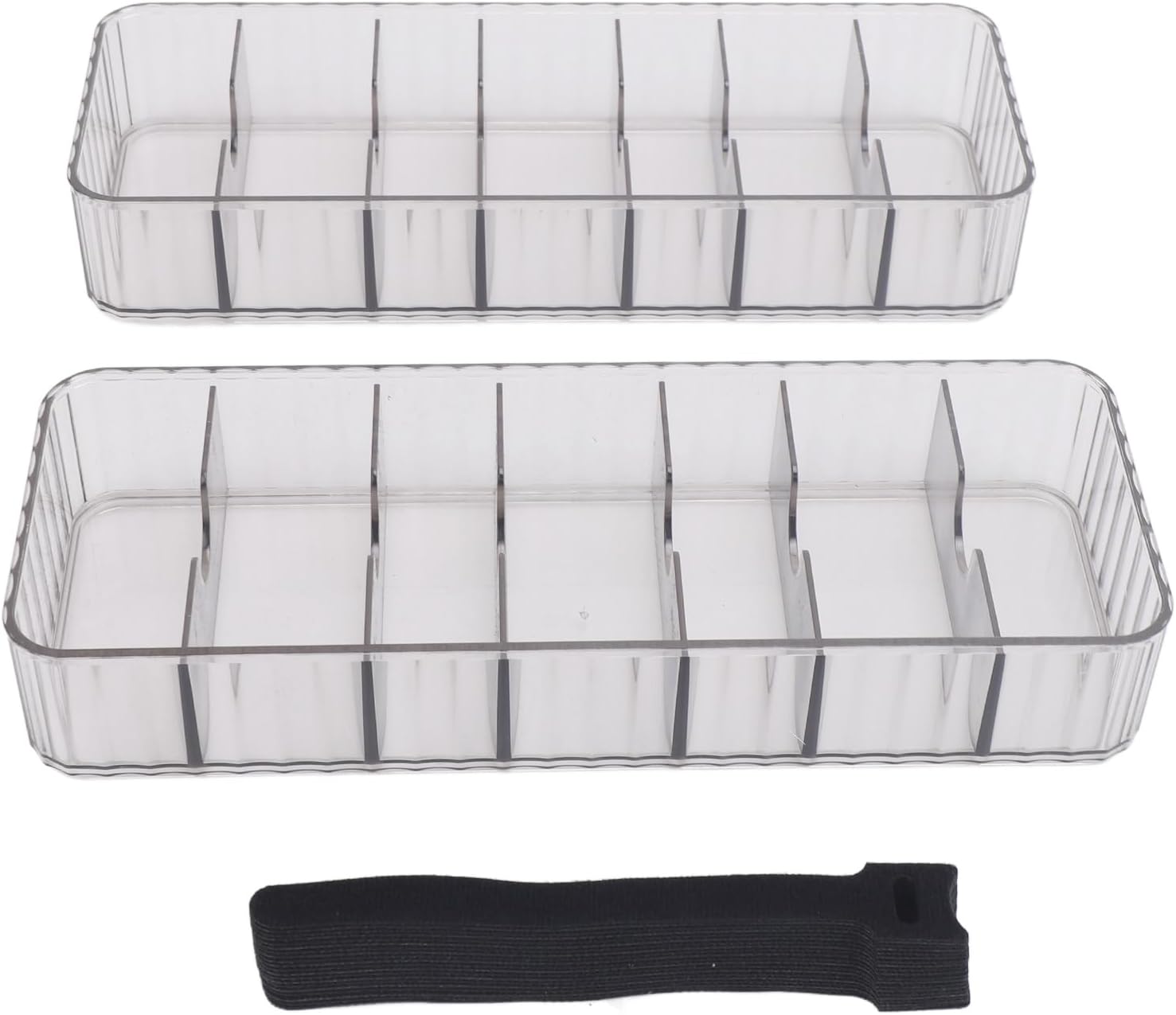 Paquete de 2 cajas transparentes apilables para organizar cables, organizador de cables de 7 compartimentos con 20 bridas de alambre, organizador de