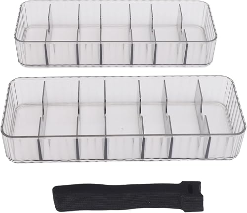 Paquete de 2 cajas transparentes apilables para organizar cables, organizador de cables de 7 compartimentos con 20 bridas de alambre, organizador de