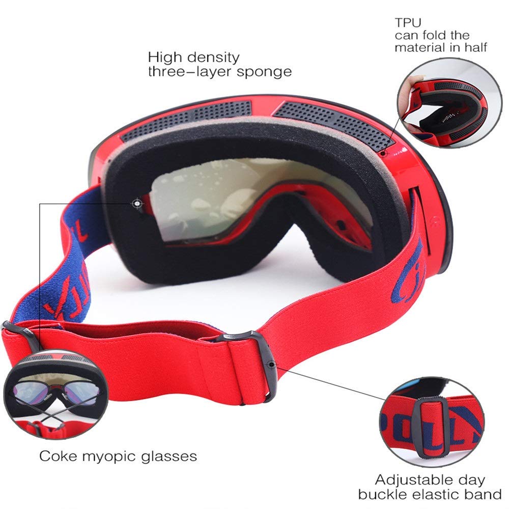 Zimowe gogle narciarskie outdoorowe dwuwarstwowe gogle narciarskie odporne na promieniowanie UV przeciwmgielne odpowiednie do snowboardu i wspinaczki na skuterach śnieżnych odporne na