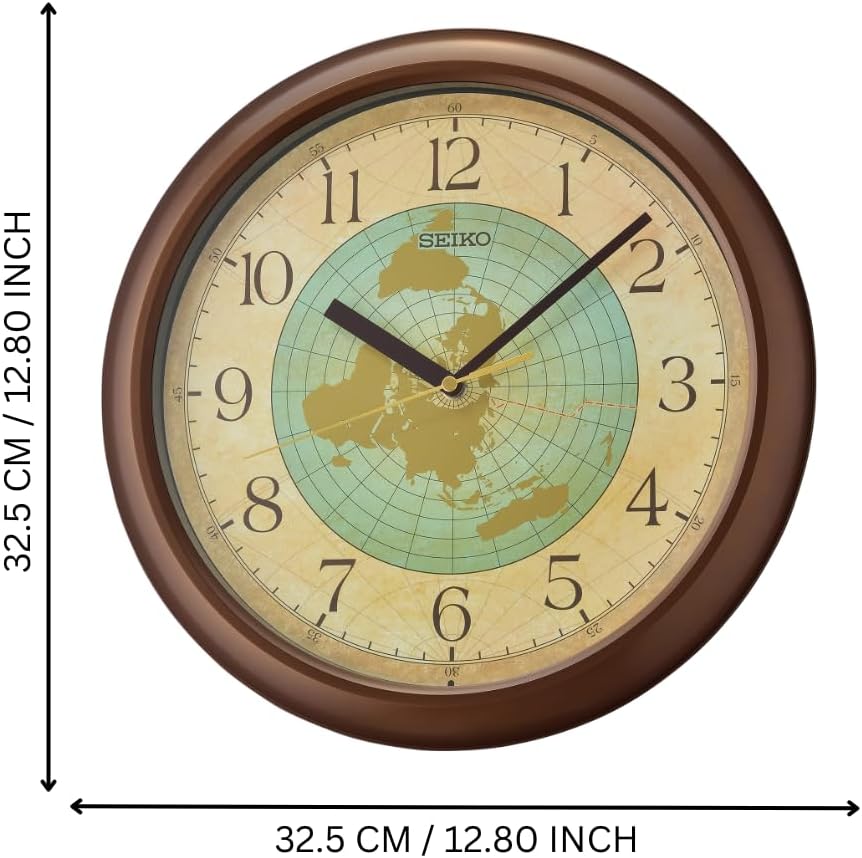 Seiko World Globe Wall Clock, Metallic Brown