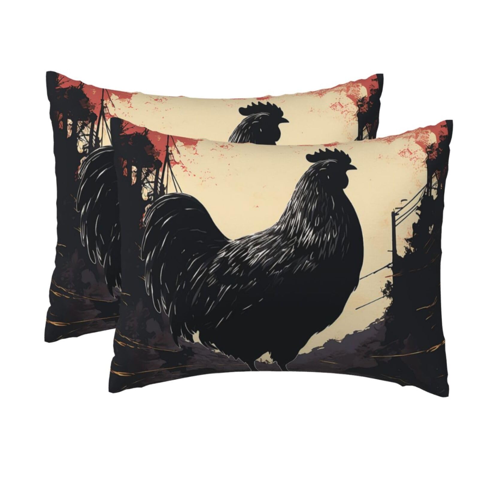 2 Pack Standard Size Pillow Cases for Hair and Skin Soft Breathable Pillow Case Covers with Hidden Zipper Farmhouse Chicken Pillowcase 20x26 Inches Pillow Cover for Sleeping Gift