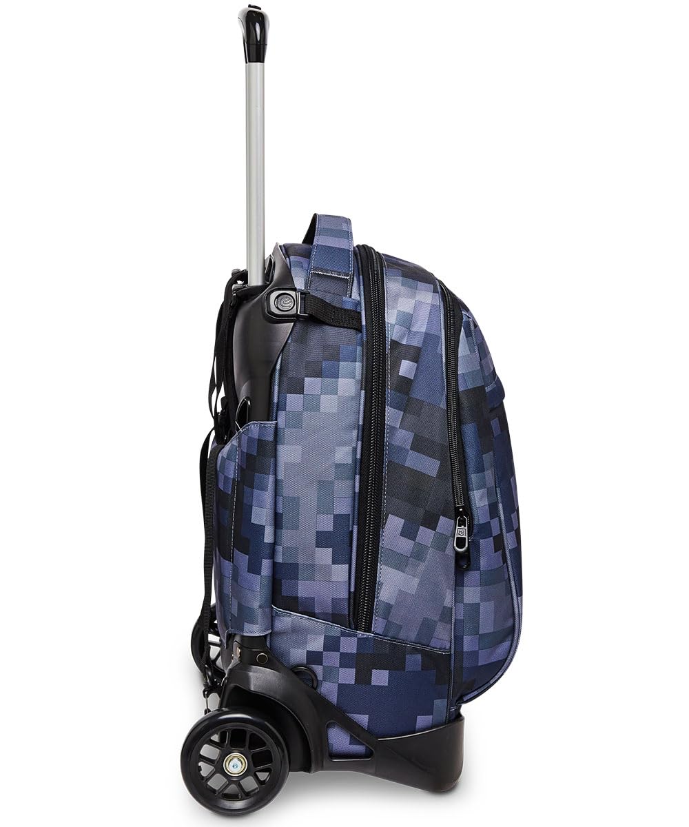 Invicta Trolley Scuola Sganciabile New Tech Fantasy, Blu, Pixel Camo Blue, 3 in 1, Triplo Uso, Zaino con Carrello Sganciabile e Tasca Porta PC, Zaini e Trolley, Scuola, Bambini e Ragazzi