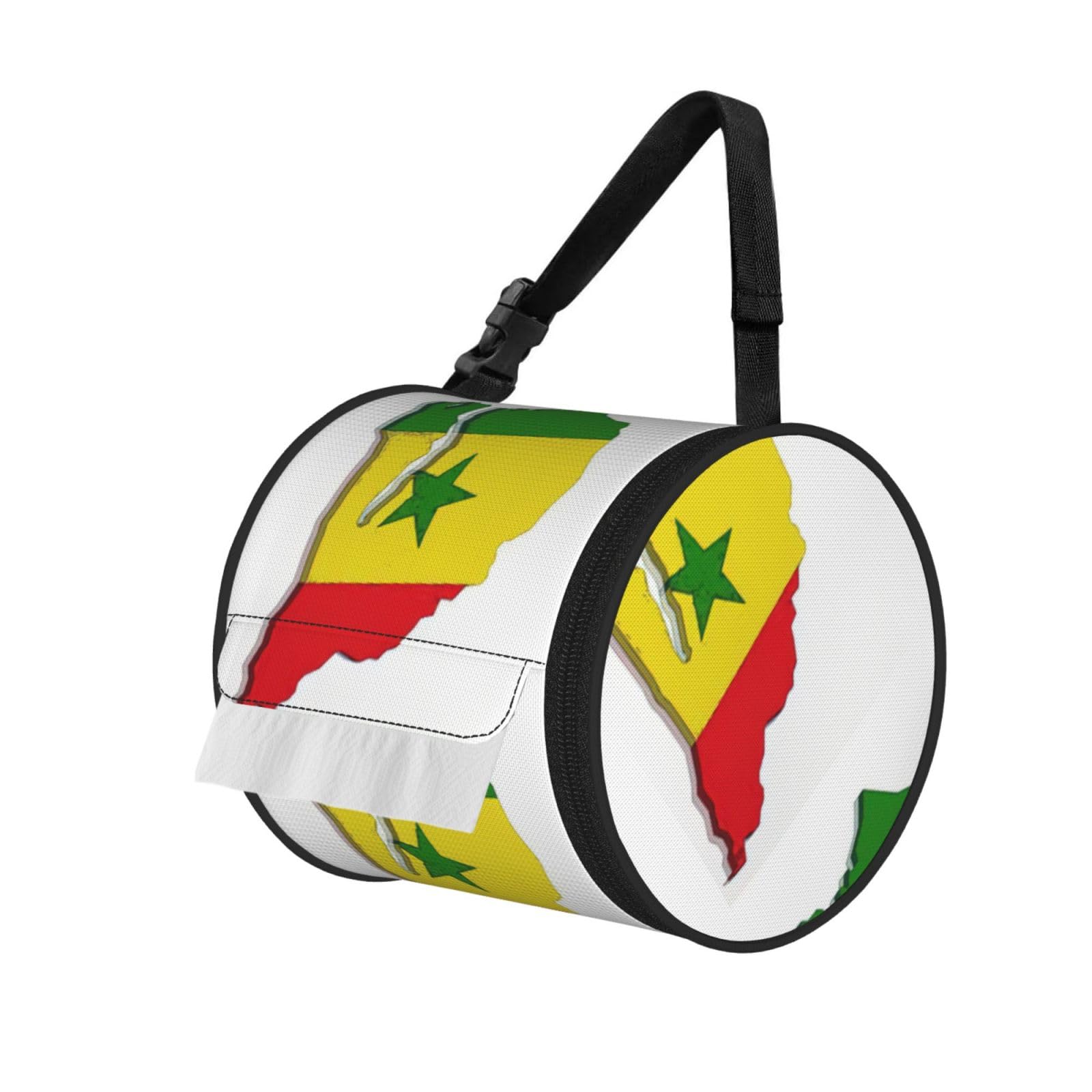 Senegal Flag Map Print Fashion Tissues Organizer Box, Hanging Tissue Holder For Purse Coins For Car Office Daily Outing