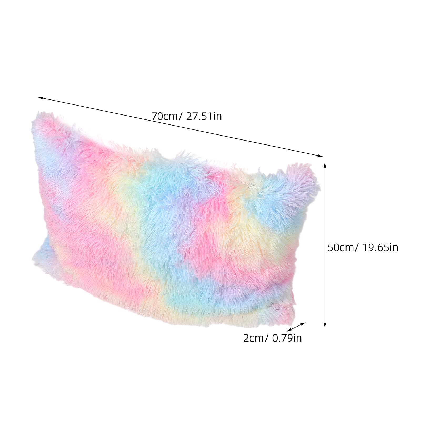 Veemoon Tie-Dye Faux Fur Fuzzy Pillow Cover Rainbow Fluffy Cushions Cover Soft Pillowcase Shaggy Throw Pillow Protector for Livingroom Sofa Bedroom (50 * 70 CM) - Image 2