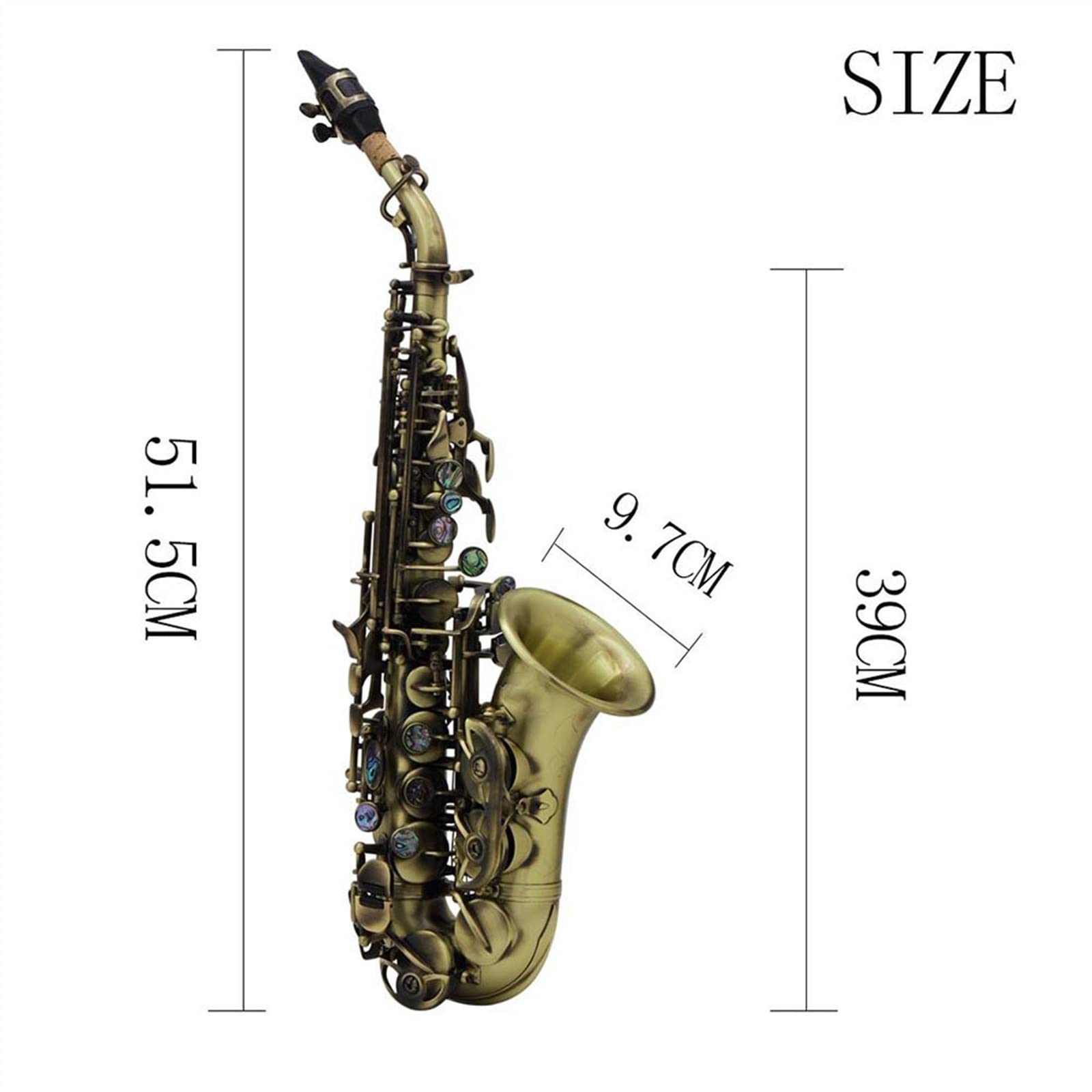 Saxofón Profesional Saxofón Tallado Patrón Sax Abalone Shell Botones Boquilla Accesorios para Instrumentos De Viento (Color : 2)