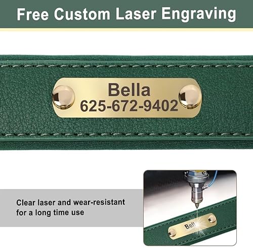 Miniatura 4 de KINYABLUE Collares personalizados para perros extragrandes, collar de cuero acolchado de neopreno suave, collar de perro personalizado con placa de