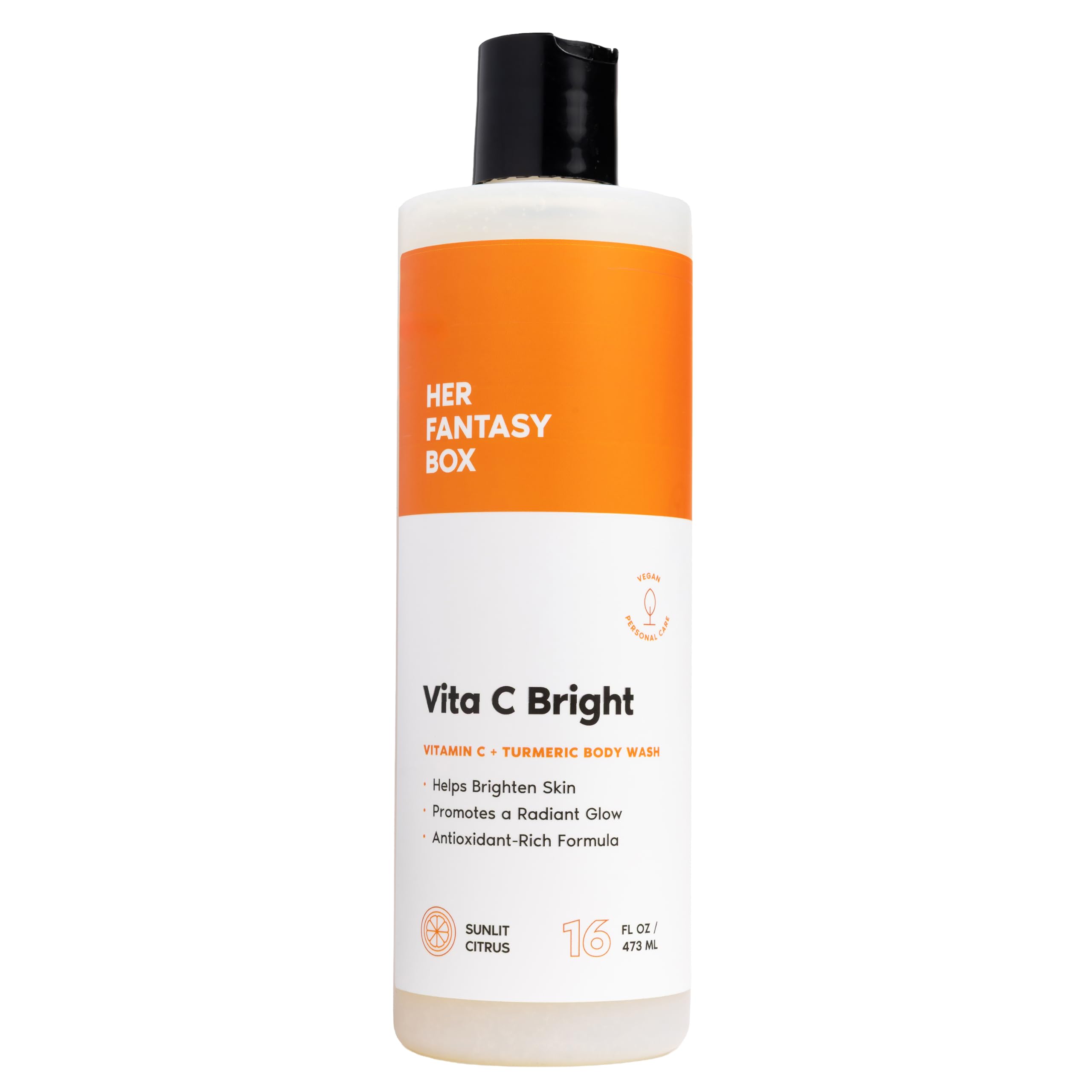 Her Fantasy Box | Vita C Bright Turmeric Body Wash – Antioxidant‐Rich Citrus Cleanser with Vitamin C & Turmeric for Radiant, Even-Looking Skin,