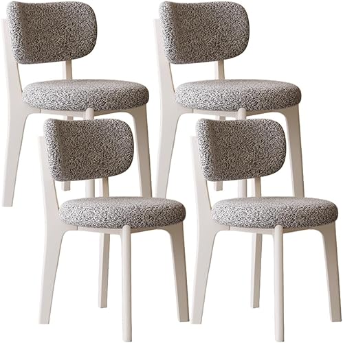 YVYKFZD Solid Wood Dining Chairs, Fabric Dining Room Chair Set of 2/4/6, Upholstered Kitchen Chairs with Curved Backrest, Armless Living Room Chair,