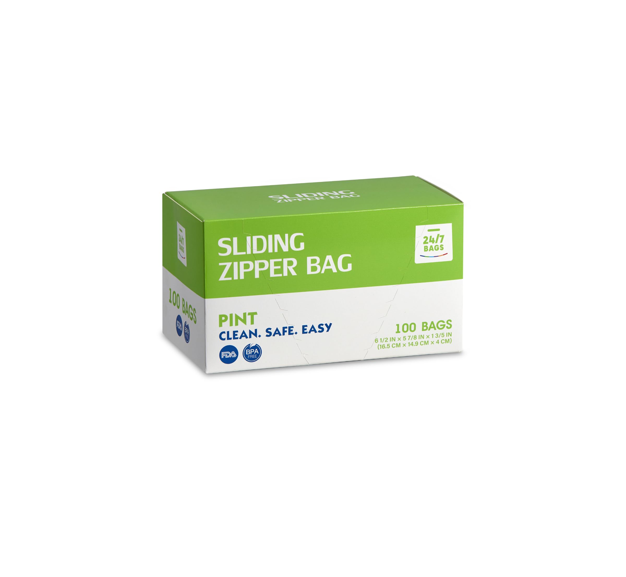 Slider Pint Food Storage Bags- 100 Count, BPA-Free, 2 Mils Thick, Expandable Bottom, Quick Locking-Zip, Leak Proof For Storage & Organization