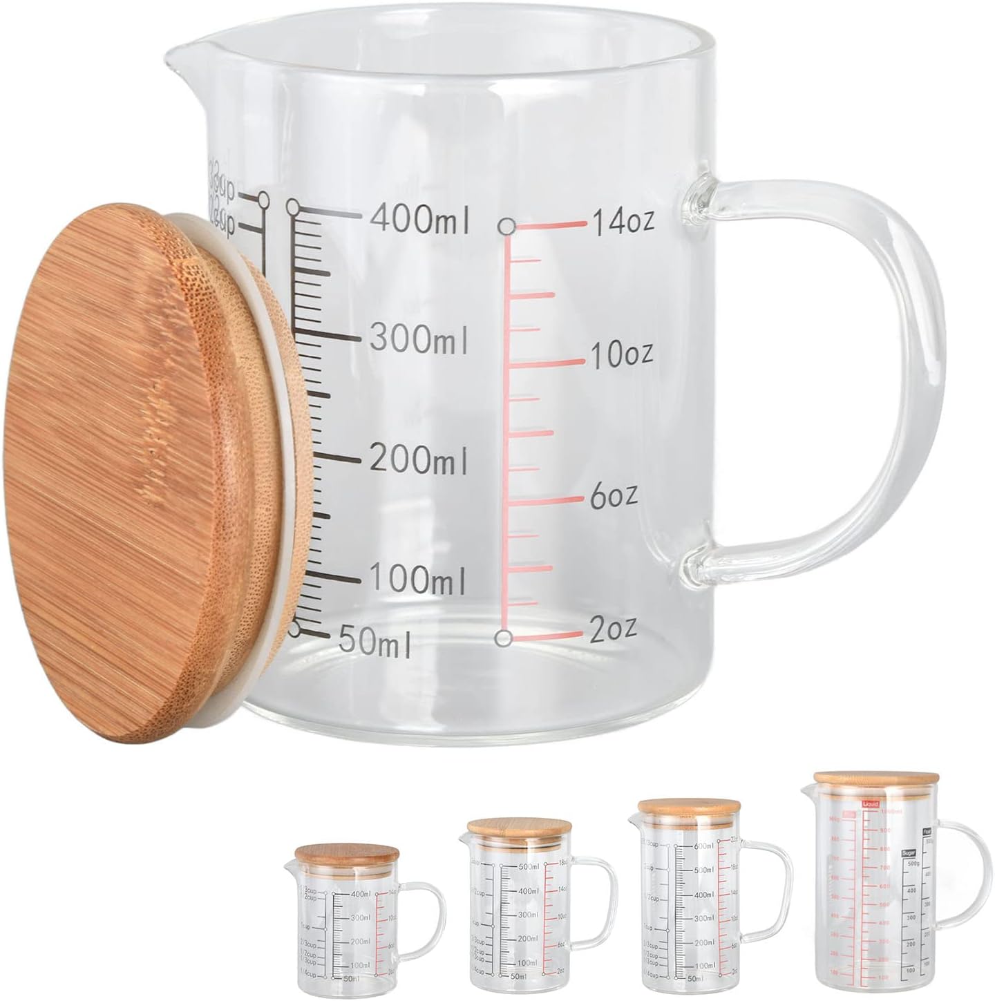 Glass Measuring Jug, Clear Scale V Shaped Nozzle Glass Jug