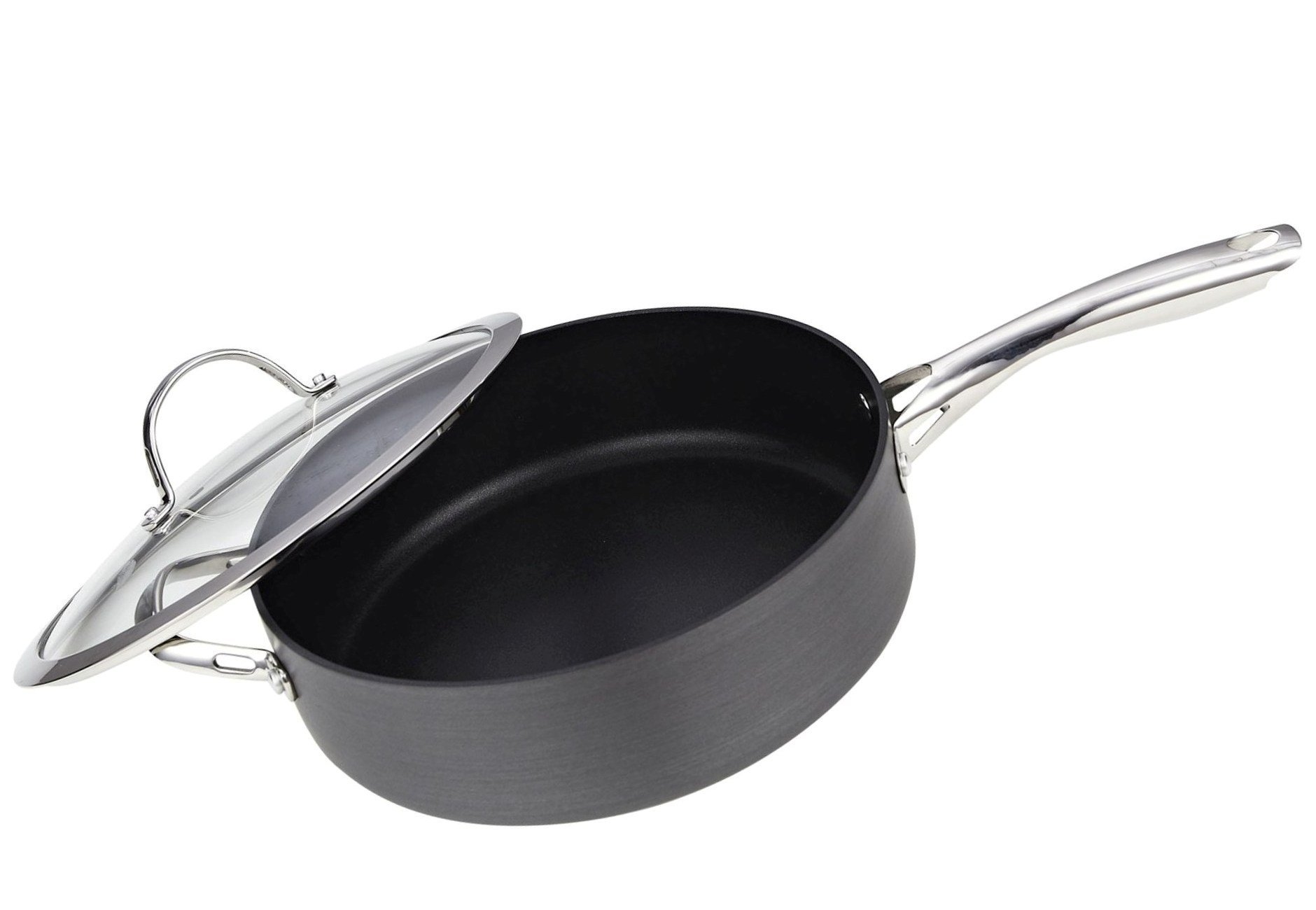 Cooks Standard Hard Anodized Nonstick Deep Sauté Pan 11-inch, 5 Quart Frying Pan Saute Pan Skillet with Stainless Steel Lid, Stay-Cool Handle, Black