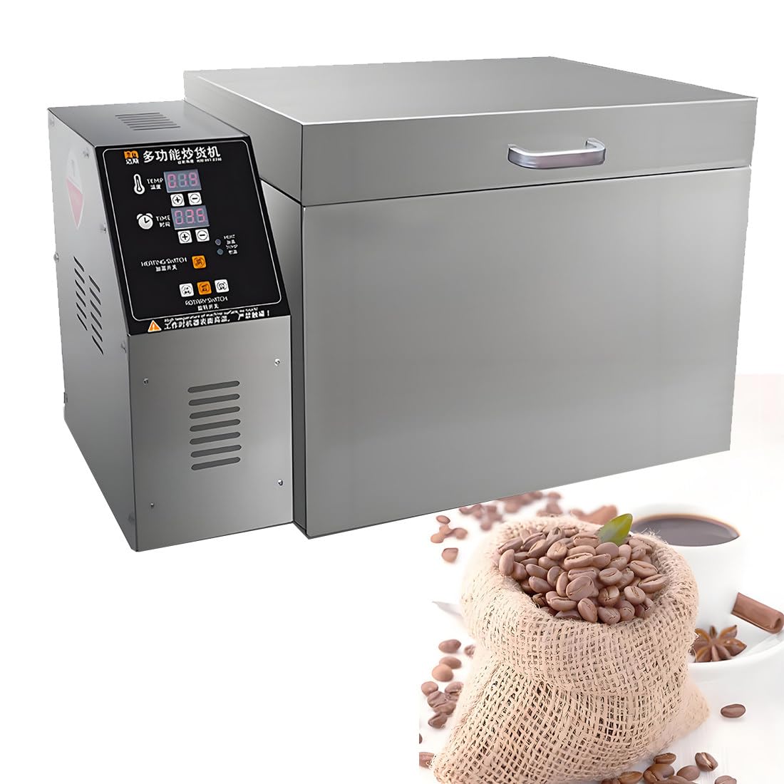 MazmornFly Commercial Electric Roasting Machine, Automatic Coffee Bean Roaster with Digital Control, Stainless Steel Multi-Function Roaster for Nuts, Peanut, Chestnut, Sesame, Grains, Beans Type5