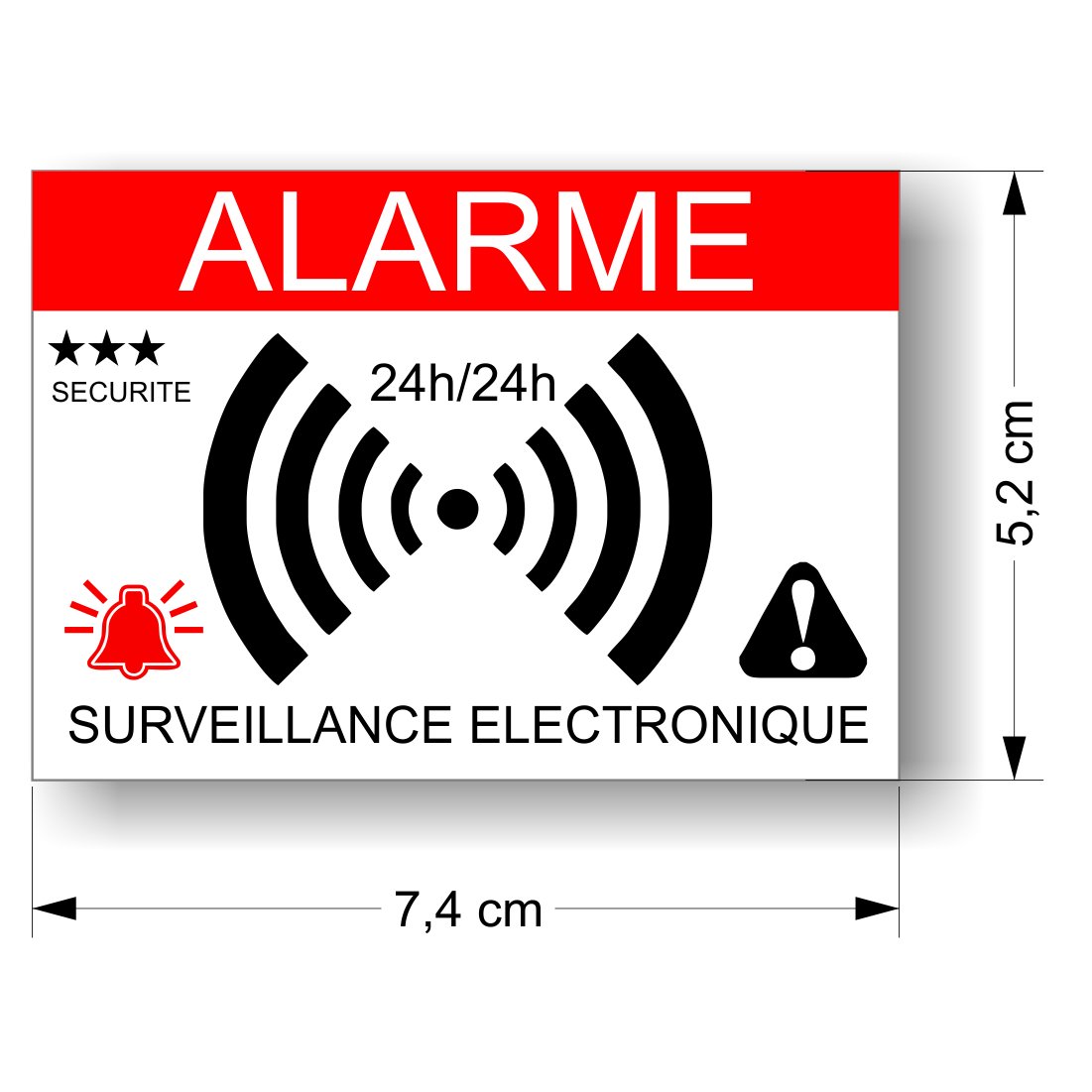 Attenzione impianto di allarme in funzione - A - PVC adesivo 80x40 mm