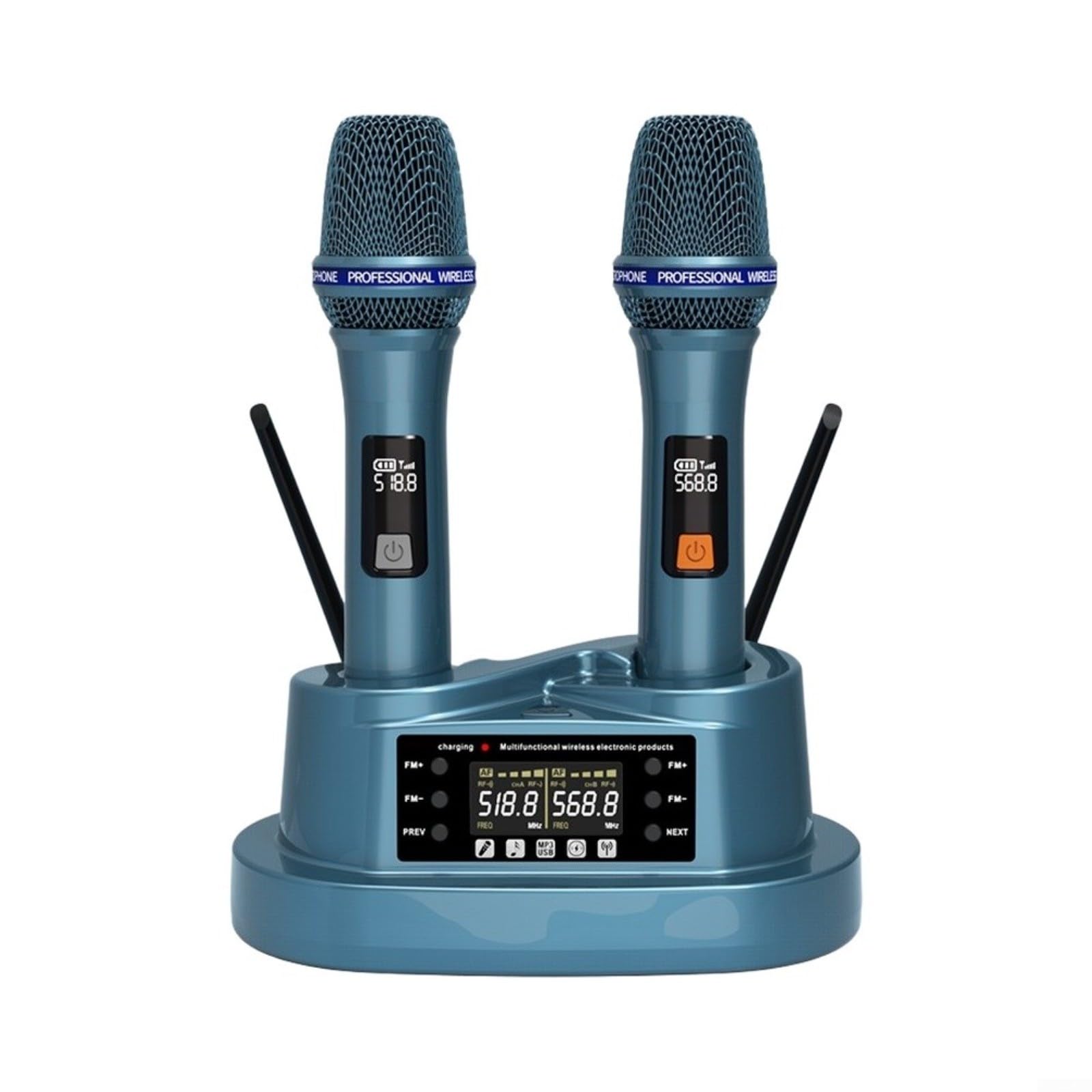 Sistema de micrófono inalámbrico UHF, juego de micrófono de karaoke recargable dual con carga magnética, rango de 80 m para canto y eventos