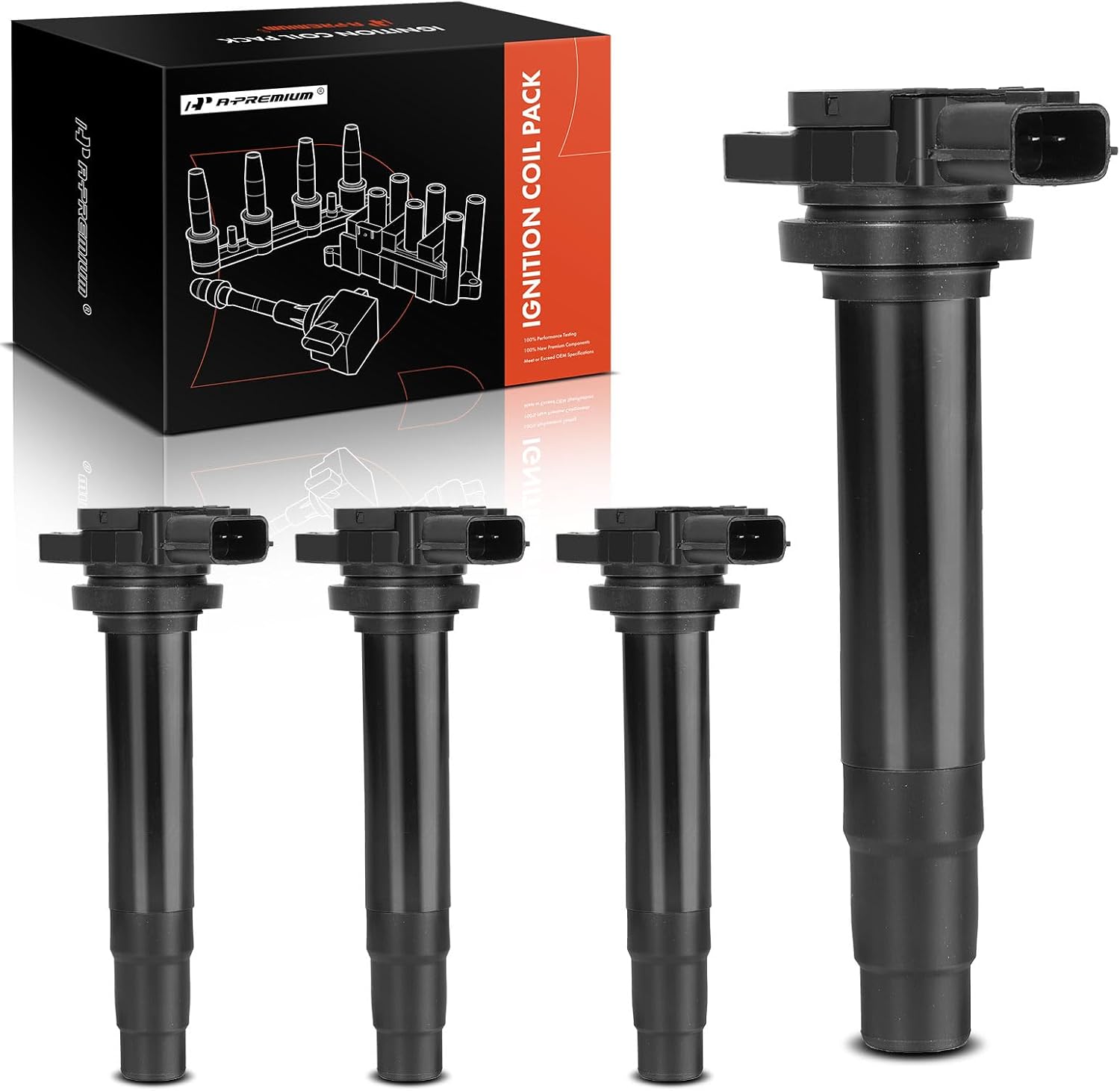A-Premium Ignition Coils Pack Compatible with Nissan Sentra 2000-2001 1.8L QG18DE 224484M500 4-PC Set