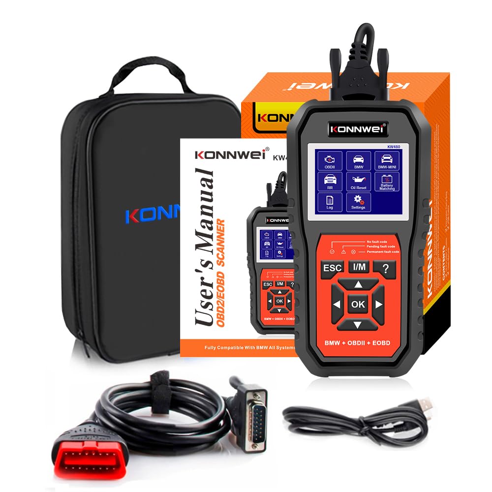 KONNWEI KW480 OBD2 Diagnosegerät für Auto, Fehlerauslesegerät mit Echtzeitdaten & Vollständigen OBDII-Funktionen,OBD KFZ Diagnose für BMW und Alle Fahrzeuge ab 2002,Unterstützt OBD2/EOBD