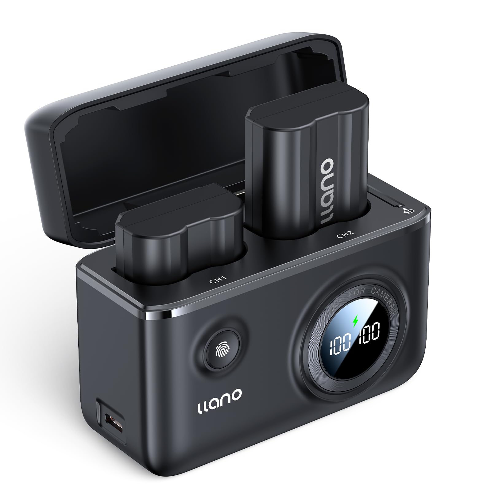 llano EN-EL15c EN-EL15a EN-EL15b Kamera Akku Ladegerät Set Kompatibel mit Nikon Zf/Z5/Z6/Z7/Z8/D7500/D780/D850/D500/D610, 2-Pack 2400mAh Batterien Smartes Digitales Display Magnetische Abdeckung